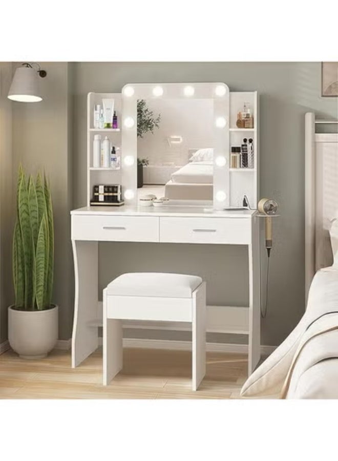 ZCM-HAPPY Multifunctional Makeup Vanity Dressing Table with LED Mirror and Chair 85 CM - Image 5