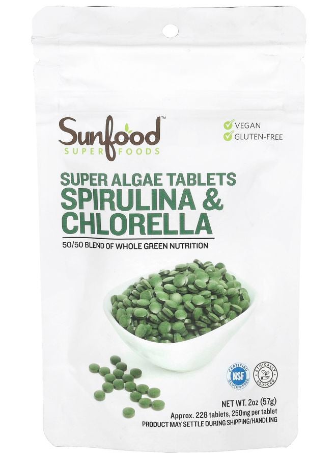 Super Algae Tablets Spirulina & Chlorella 250 mg  Approx. 228 Tablets 2 oz (57 g)
