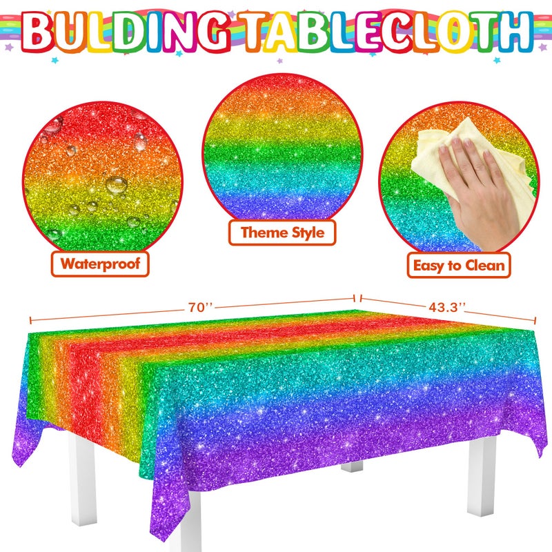 DMIGHT Rainbow Birthday Party Supplies Rainbow Theme Party Decorations for Boy, Include Tablecloth Banner Plate Napkin Cups - Image 3