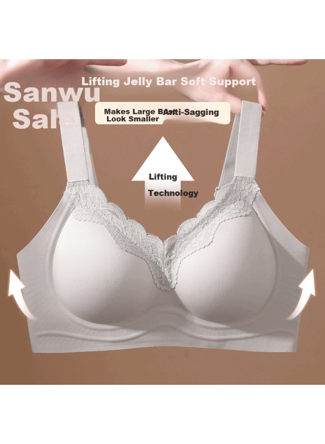 GRACEWELL Tingmei Lace Jelly Strip Fixed Cup Push-up Lifting Wireless Bra For Women Adjustable Anti-sagging Bra - Image 1