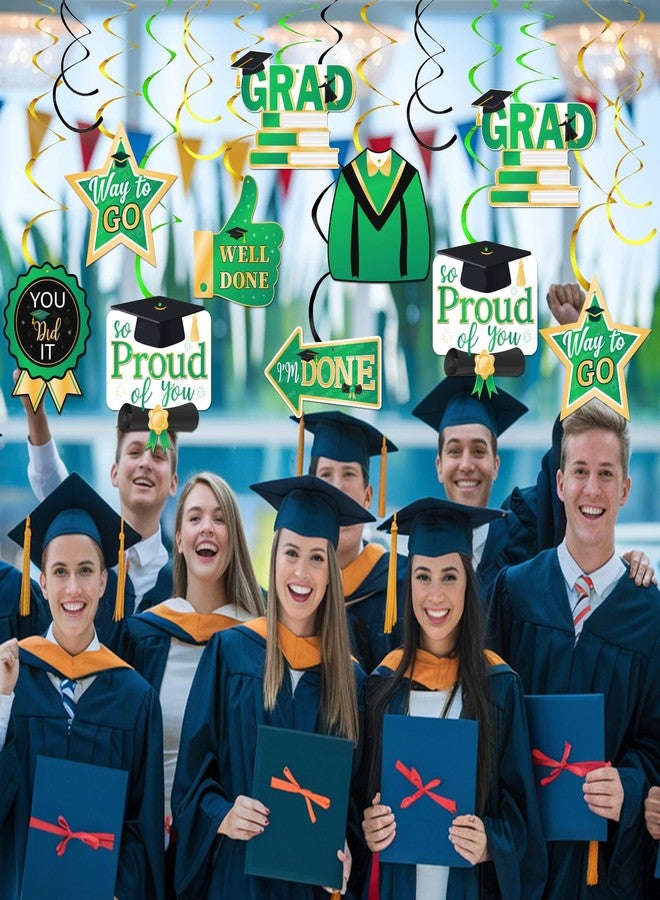 Helewilk 21 Pcs Graduation Hanging Swirls Congrats Grad Party Supplies Congratulations Hanging College High School Graduate Party Decorations Green & Gold - Image 4