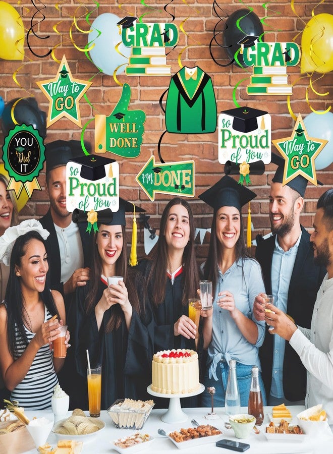 Helewilk 21 Pcs Graduation Hanging Swirls Congrats Grad Party Supplies Congratulations Hanging College High School Graduate Party Decorations Green & Gold - Image 3