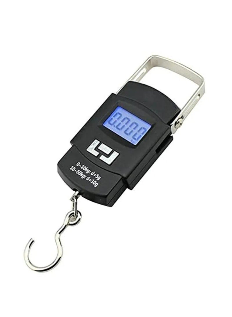 ميزان أمتعة رقمي محمول باليد بشاشة LCD أسود/فضي - Image 1