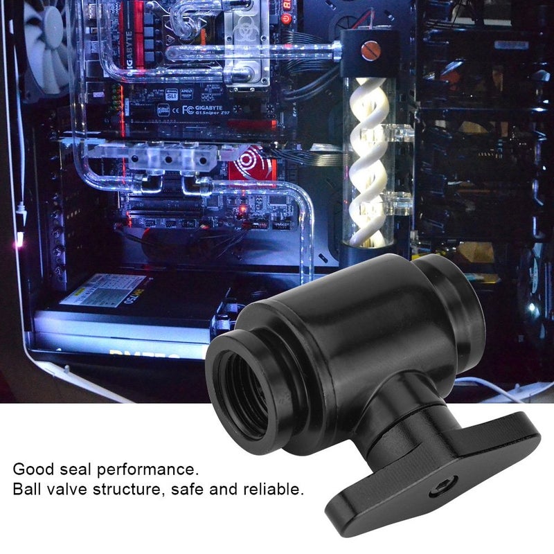 klarako Mini Water Cooling Valve G1/4" Thread Internal Dentition PC Water Radiator Water Ball Valve for Computer Water Cooling System (Black Handle) - Image 2