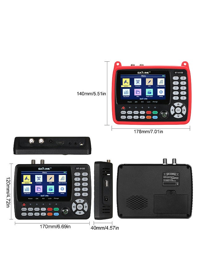 Generic - Digital Satellite Finder Meter DVB-S/S2/T/T2/C Combo Meter Portable Satellite TV Signal Finder 2600mAh Rechargeable Digital Handheld Signal Meter - Image 1