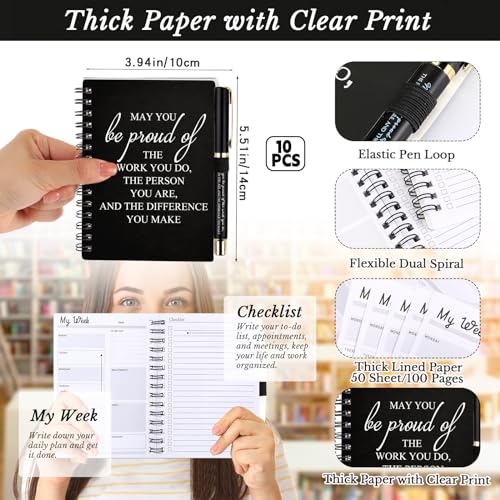 Tellingyou 20 Pcs/ 10 Set Employee Appreciation Gifts 2026-2027 Weekly Planners Journals A6 to Do List Bulk Notepads and Pens Thank You Gifts for Coworkers Teacher Staff (Black) - Image 2