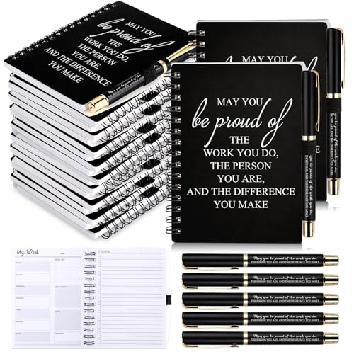 Tellingyou 20 Pcs/ 10 Set Employee Appreciation Gifts 2026-2027 Weekly Planners Journals A6 to Do List Bulk Notepads and Pens Thank You Gifts for Coworkers Teacher Staff (Black) - Image 1