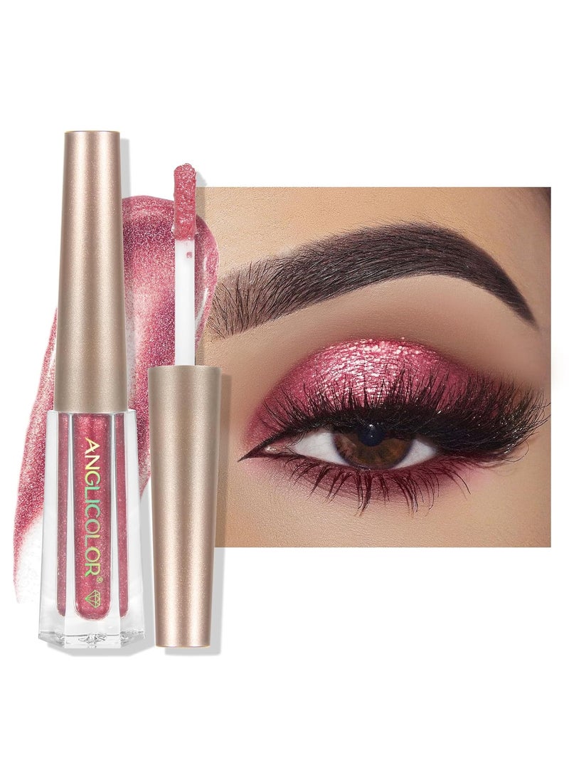 Anglicolor Diamond Glitter Liquid Eyeshadow, Glitter Eyeshadow, Lightweight Smooth, Shimmer Eyeshadow, Metals Gloss Sparkling Eyeliner Pen, Cosmetics Gift for Girls and Women (Pink #06) 