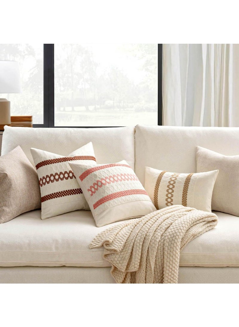 Leon Home Set of 2 Throw Pillow Covers (18 x 18 Inch), Decorative Farmhouse Bohemian Style Pillow Covers, Decorative Geometric Modern Pattern Pillow Covers for Sofa Bedroom Living Room Couch - Image 2