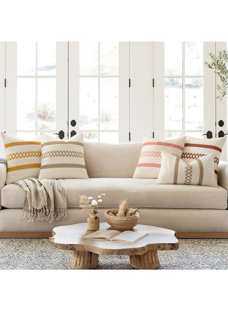 Leon Home Set of 2 Throw Pillow Covers (18 x 18 Inch), Decorative Farmhouse Bohemian Style Pillow Covers, Decorative Geometric Modern Pattern Pillow Covers for Sofa Bedroom Living Room Couch - Image 3