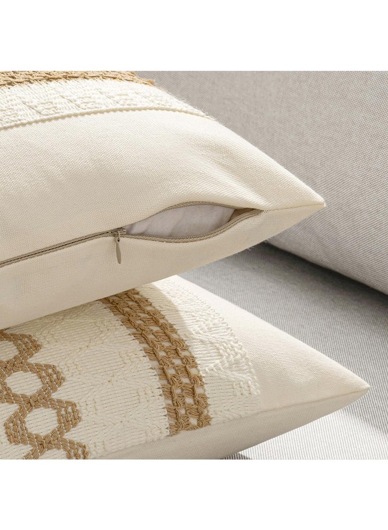 Leon Home Set of 2 Throw Pillow Covers (18 x 18 Inch), Decorative Farmhouse Bohemian Style Pillow Covers, Decorative Geometric Modern Pattern Pillow Covers for Sofa Bedroom Living Room Couch - Image 5