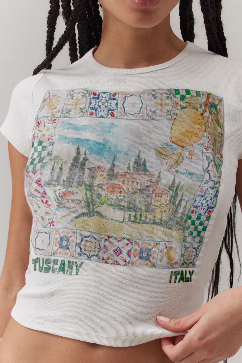 KOSUSANILL Y2k Graphic Baby Tees Women Teen Girl Fruit Print Crop Top Short Sleeve Slim Fit Vintage Aesthetic T Shirt Clothes WHITE - Image 2