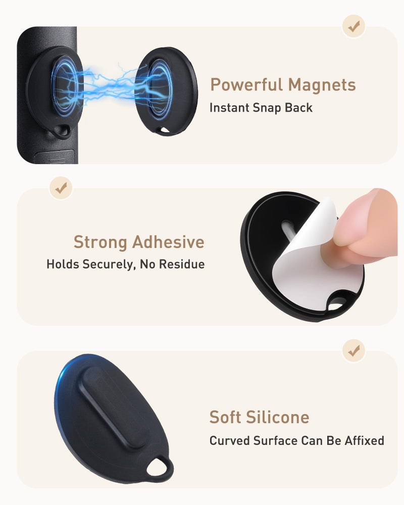AGPtek 2-in-1 Magnetic Remote Control Holder Wall Mount, 2 Pack Self-Adhesive TV Remote Holder with Removable Spring Ropes, Silicone Remote Organizer Storage Wall Holder for Projector TV Remote Holder - Image 3