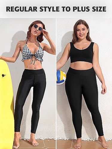 ATTRACO Swimming Leggings for Women Long Swim Pants Surf Leggings Black S - Image 5