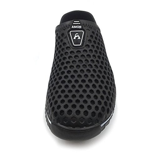 Amoji Garden Clogs Shower Shoes Rubber Sandals Yard Beach Pool House Summer Slipper 1702 Black 9 Women/7.5 Men - Image 2