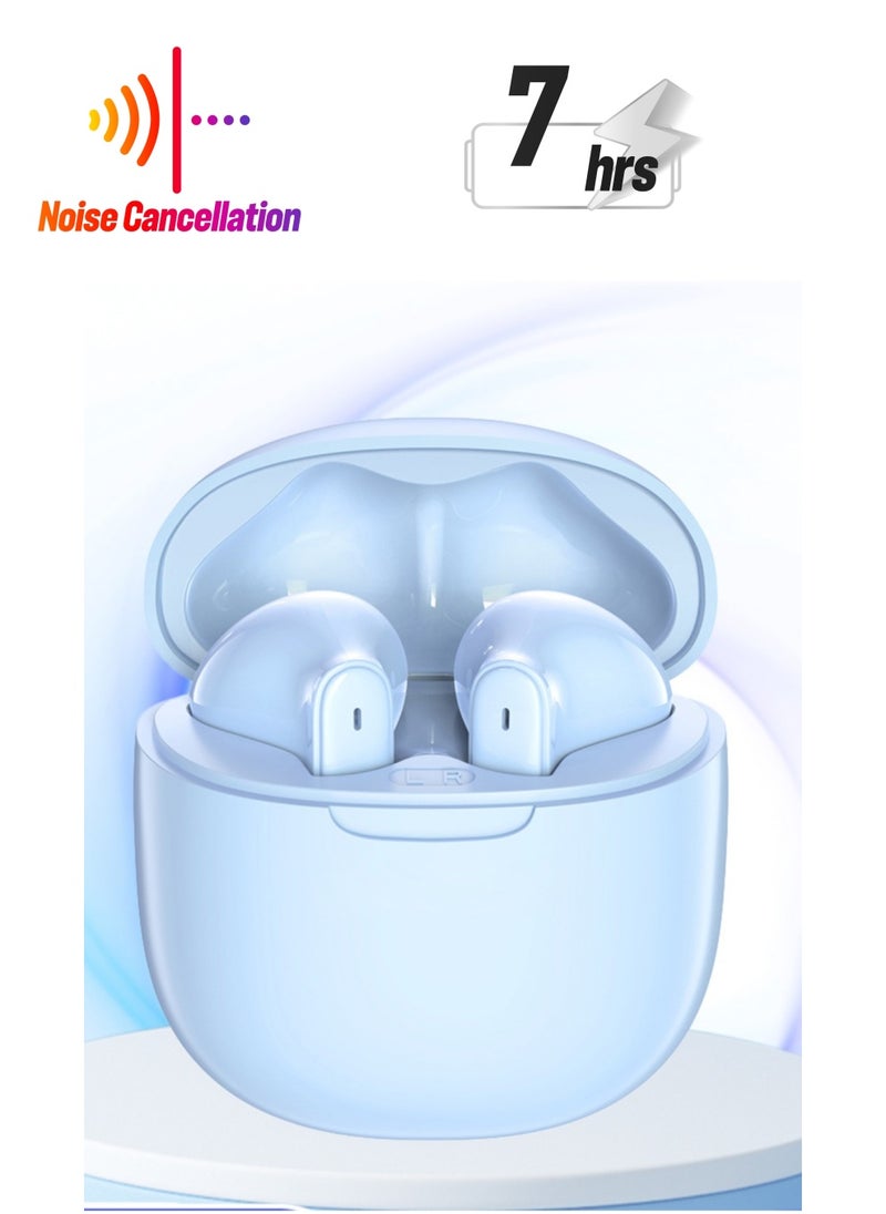 Awei T68 ENC Bluetooth earbuds, noise cancellation, wireless earbuds, waterproof, call-friendly earbuds. Blue  - Image 1