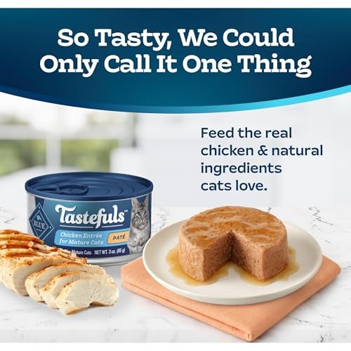 Blue Buffalo Tastefuls Wet Cat Food Paté for Mature Cats, Made with Natural Ingredients | Chicken Entrée, 3-oz. Can (24 count) - Image 3