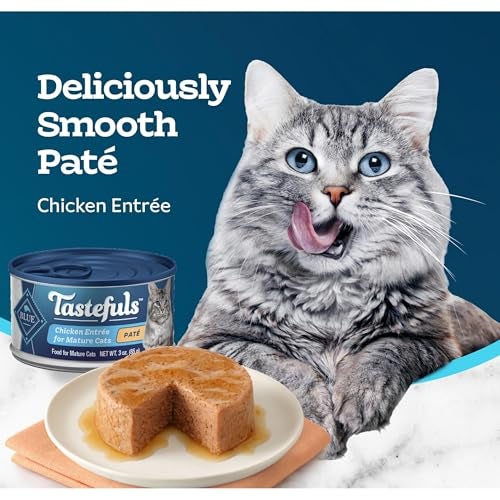 Blue Buffalo Tastefuls Wet Cat Food Paté for Mature Cats, Made with Natural Ingredients | Chicken Entrée, 3-oz. Can (24 count) - Image 4