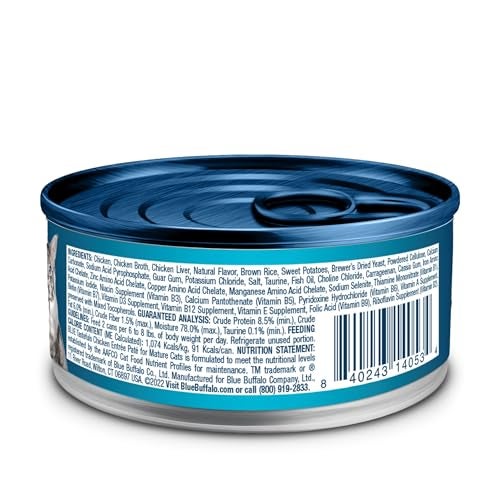 Blue Buffalo Tastefuls Wet Cat Food Paté for Mature Cats, Made with Natural Ingredients | Chicken Entrée, 3-oz. Can (24 count) - Image 2