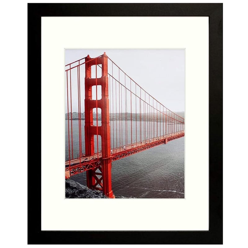 Frametory 11x14 Frames Display 8x10 Picture with Mat or 11x14 Photo Without Mat ShatterResistant Glass PreInstalled Wall Mounting Hardware  Black