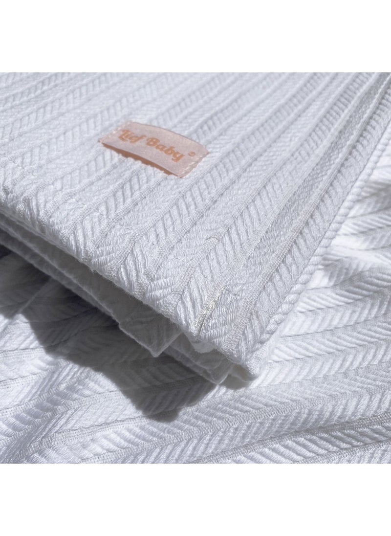 Lief Home Knitted Pattern 100% Cotton Baby Pique Blanket 100X110  - Image 2