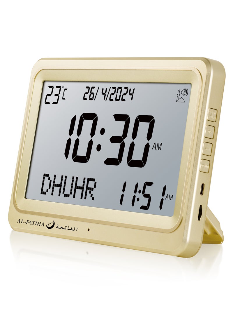 AL-FATIHA Larger LCD Screen Azan Clock, 8 Athan Sounds, Multi-languages, Hijir, Gregorian, Calendars, Muslim Prayer, Desk Alarm Clock  - Image 3