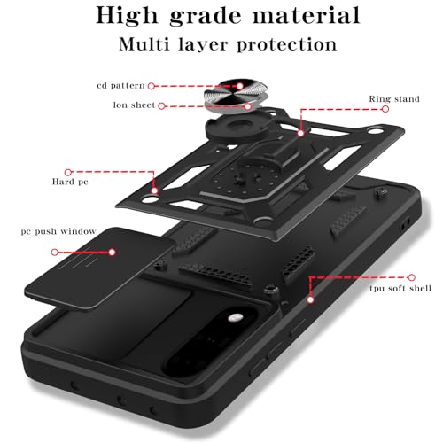 Spazy Case® OnePlus Nord 5 Back Cover | Heavy Duty Hybrid Case with 360 Degree Rotating Finger Ring Holder + Slider Shutter Camera Protection Case for OnePlus Nord 5 - Black - Image 5
