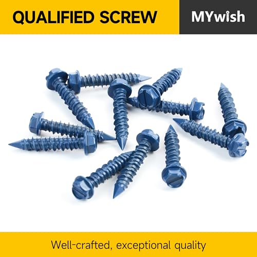 Mywish 30Pcs 1/4 x 2-1/4" Concrete Screws, Slotted Hex Washer Head Masonry Stucco Screws Anchor Kit with 3/16 Drill Bit, Self Tapping for Anchoring to Masonry, Block or Brick Stucco - Image 5