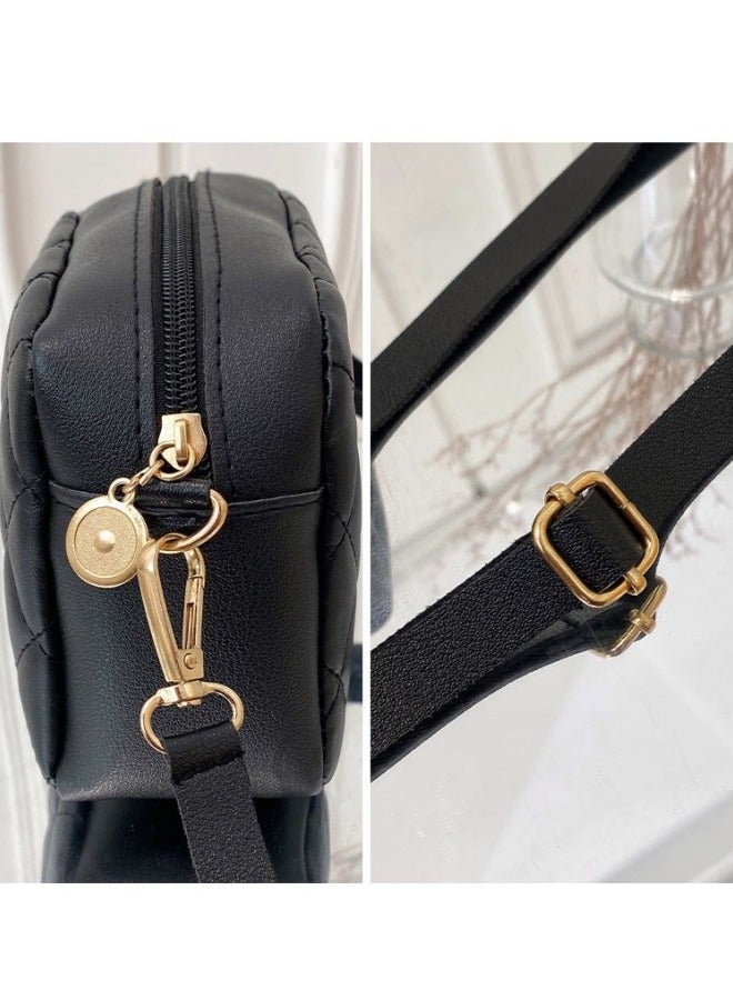Women's PU Leather Shoulder Bag, Ladies Diamond Checkered Crossbody Bag Sling Bag Side Bag Carry Bag, Daily Commuting Small Square Bag Camera Bag Phone Bag Satchel Bag for Girls/College Students  - Image 5