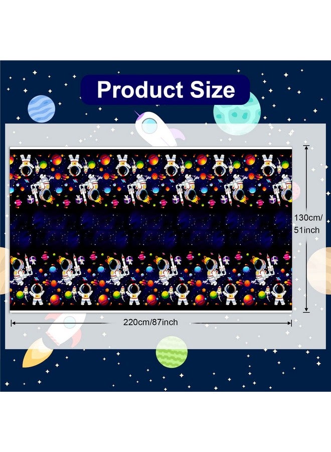 Phogary 3 Pack Space Tablecloth Outer Space Tablecloths Astronaut Party Decorations Disposable Plastic Rectangle Galaxy Table Cover For Kids Baby Shower Birthday Outer Space Themed Party Supplies 51" X 87" - Image 5