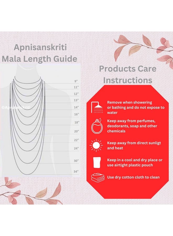 Apnisanskriti White Tulsi Beads Mala in Designer Caps (63 Beads, 3mm Each, Lab Certified) - White Tulsi - Pack of 1 (Silver) - Image 5