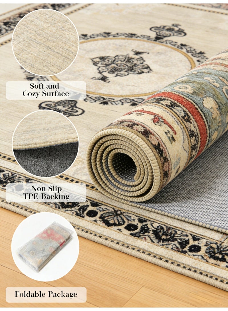 European Light Luxury Nordic Retro Carpet 160x230cm Crystal Velvet Turkish Ethnic Living Room Area Rug - Image 3