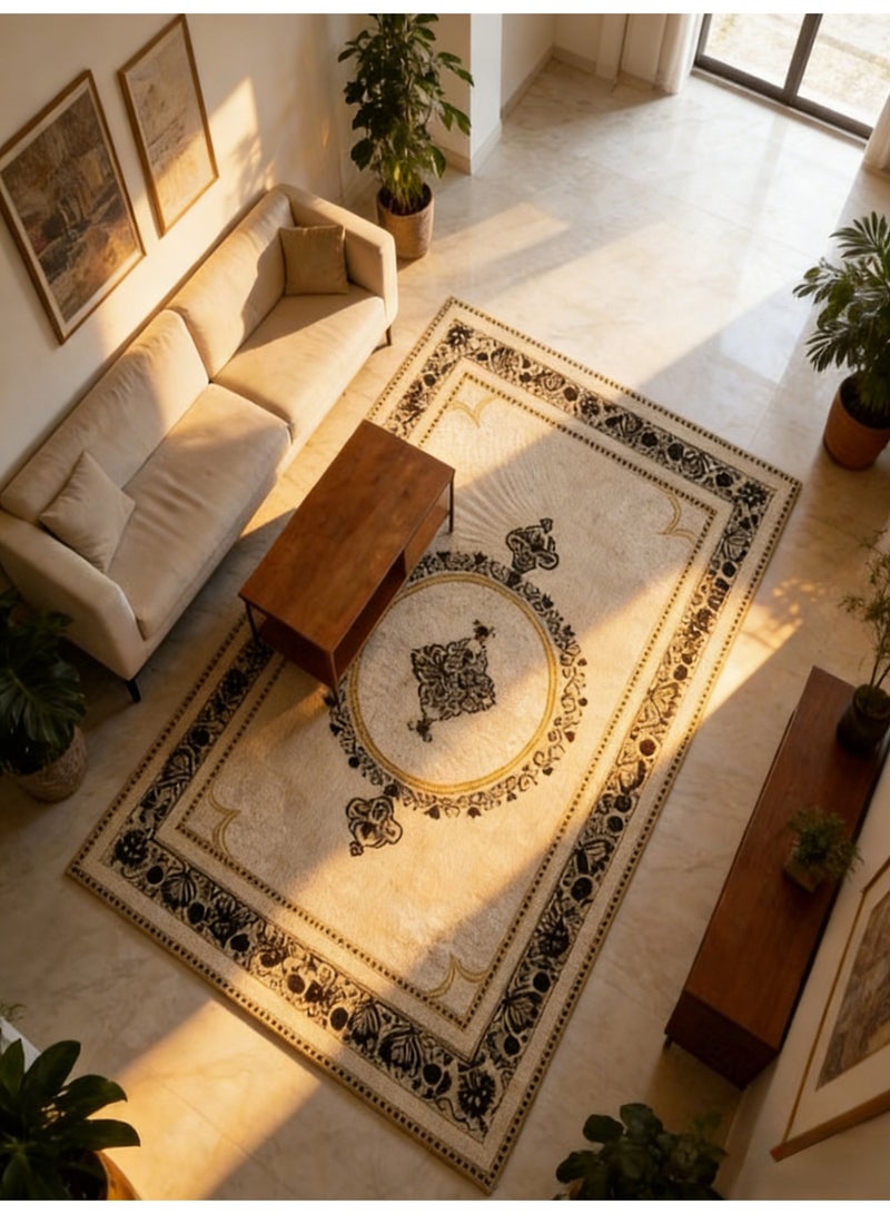 European Light Luxury Nordic Retro Carpet 160x230cm Crystal Velvet Turkish Ethnic Living Room Area Rug - Image 1