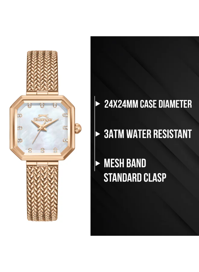 Slazenger White MOP Women's Mesh Analog Watch SL.9.2534.3.03 - 24x24 mm for Women | Best Price UAE