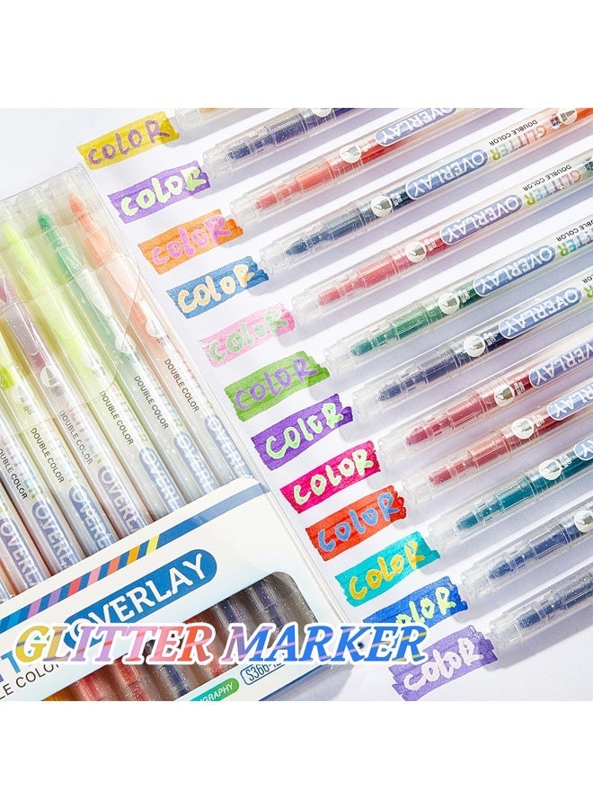 SHANDS 24pcs/set Magic Color-Changing Fluorescent Pen Set, Double-Tip Chisel Tip 24 Soft Colors Fluorescent Markers, Rainbow Pen Diary Cartoon DIY Note Painting, Art Supplies - Image 2