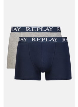 Men 2 Pack Brand Logo Boxer Brief, Grey