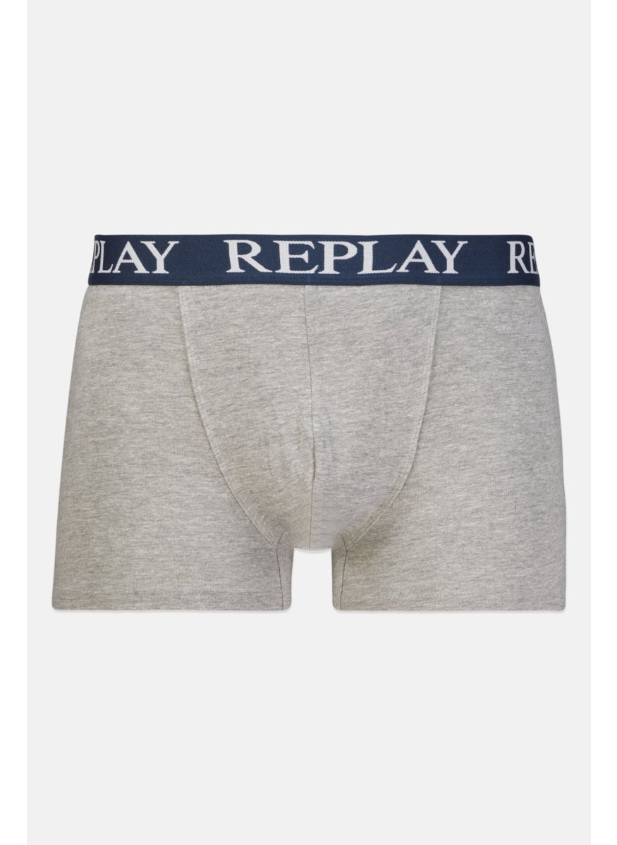 Replay - Men 2 Pack Brand Logo Boxer Brief, Grey - Image 1