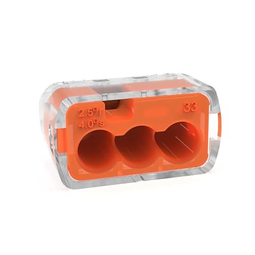 Ideal Industries IDEAL Electrical 30-1033P Orange in-Sure Push-in 3-Port Connectors (100-Pack) - Image 3