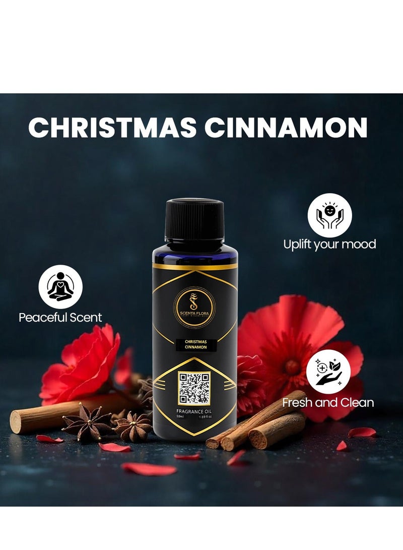 Scenta Flora Christmas Cinnamon Fragrance Oil for Scent Diffusers Aromatherapy 50ml | IFRA Certified | A Vibrant Blend of Spicy, Floral, and Woody Notes | Aroma Oil for a Refreshing Atmosphere - Image 2