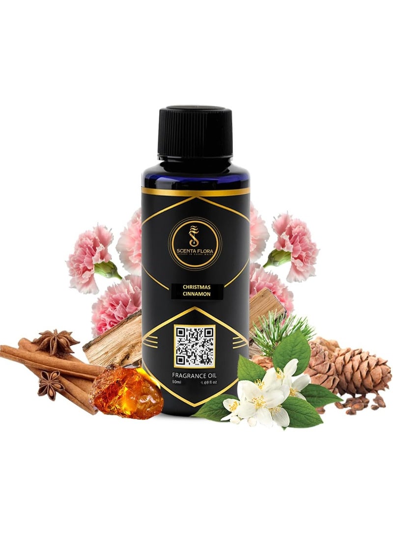 سينتا فلورا زيت SCENTA FLORA العطري برائحة القرفة (إصدار عيد الميلاد) لأجهزة نشر الروائح والعلاج العطري - 50 مل | معتمد من IFRA | مزيج حيوي يجمع بين النفحات التابلية والزهرية والخشبية | زيت عطري يضفي أجواءً منعشة - Image 2