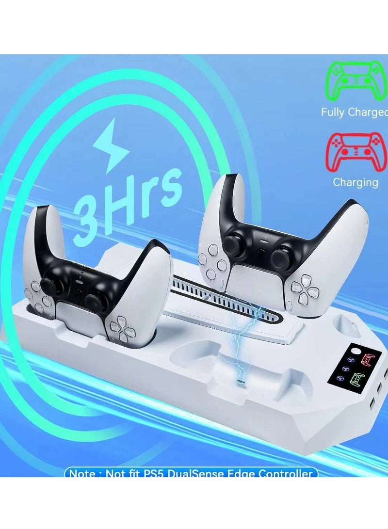 Loquat PS5 Cooling Fan Stand, Fast Charger for PS5 Dual Sense Controllers, PS5 Vertical Stand for PS5 Disc u0026 Digital Editions （White) - Image 2