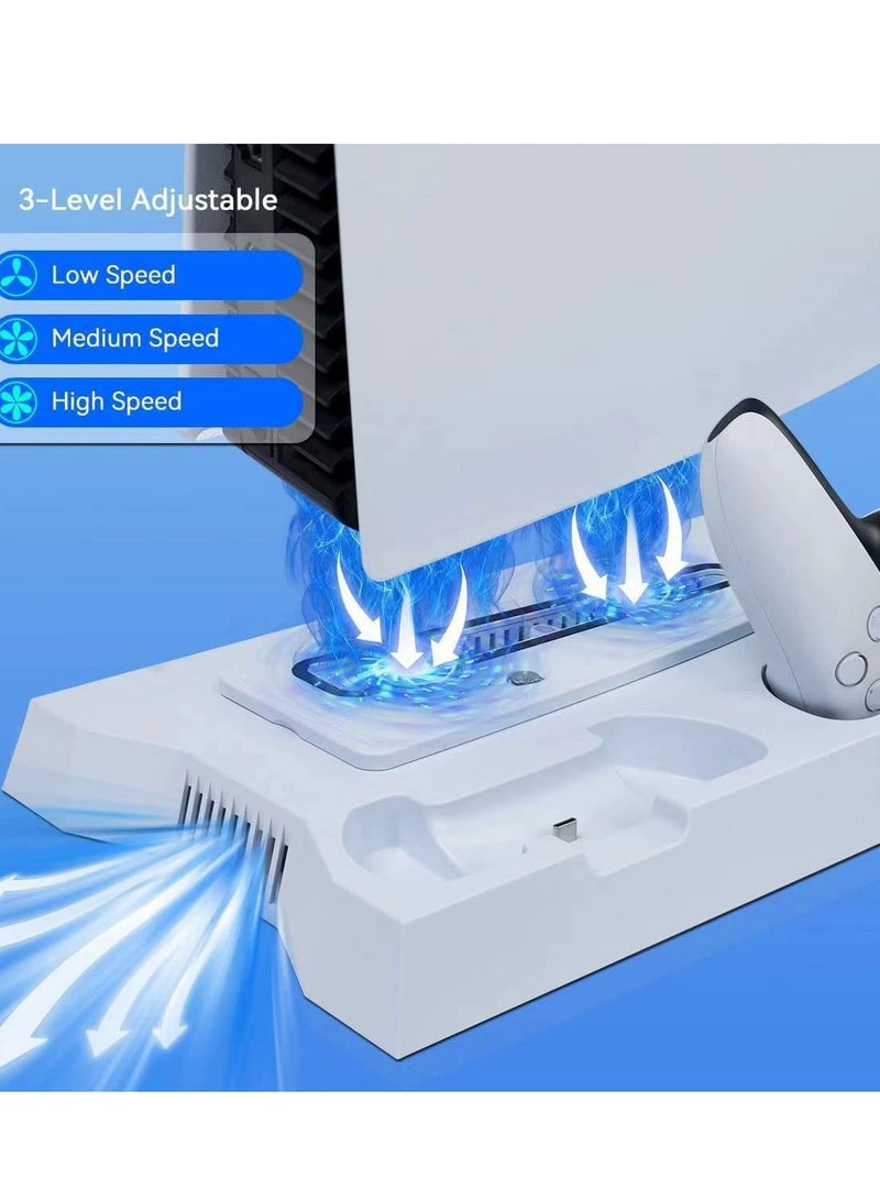 Loquat PS5 Cooling Fan Stand, Fast Charger for PS5 Dual Sense Controllers, PS5 Vertical Stand for PS5 Disc u0026 Digital Editions （White) - Image 3