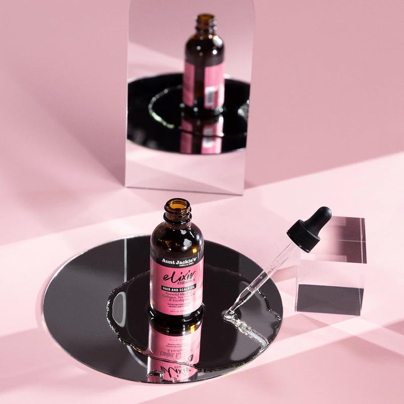 Aunt Jackie's Elixir Essentials Hair & Scalp Oil, Collagen, Tea Tree Oil & Eucalyptus, Thickens & Supports Hair Growth, 2 oz - Image 3