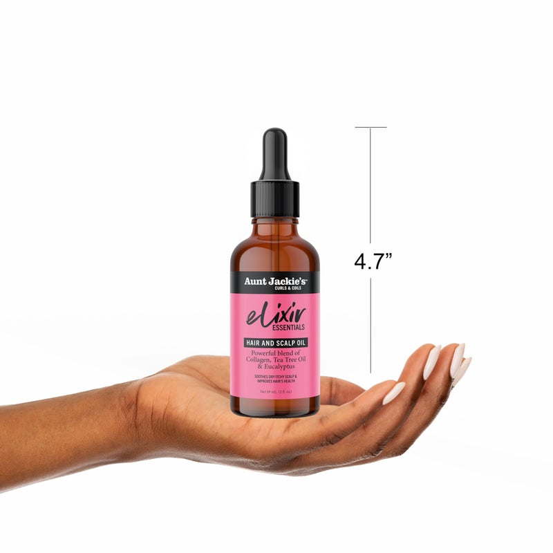 Aunt Jackie's Elixir Essentials Hair & Scalp Oil, Collagen, Tea Tree Oil & Eucalyptus, Thickens & Supports Hair Growth, 2 oz - Image 4