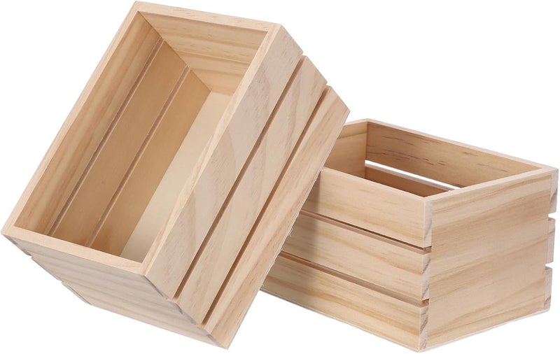 2pcs Wooden Crates for Display and Storage, Pine Wood Rustic Farmhouse Decorative Boxes with Spacious Storage Solution and Multi-scene Versatility for Kitchen and Wedding Decor - Image 1