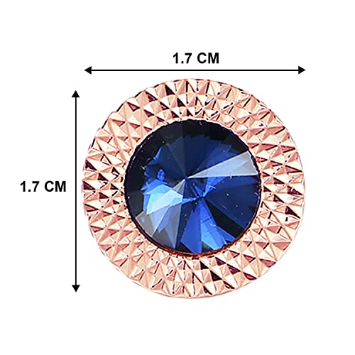 Peora Rose Gold Blue Two Tone Cufflinks Set Stylish Accessories for Men & Boys Wedding Business Gift (PX9CL22C) - Image 4