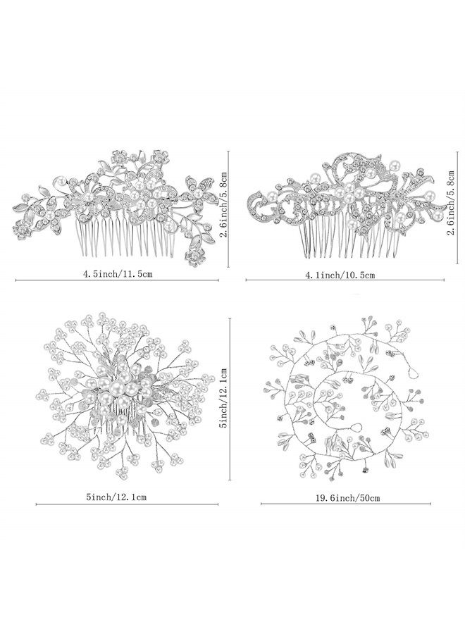 Maitys 44 Pieces Wedding Hair Comb Faux Pearl Crystal Bride Hair Accessories Hair Side Comb Clips U-shaped Flower Rhinestone Pearl Hair Clips for Bride Bridesmaid (Classic Style) - Image 2