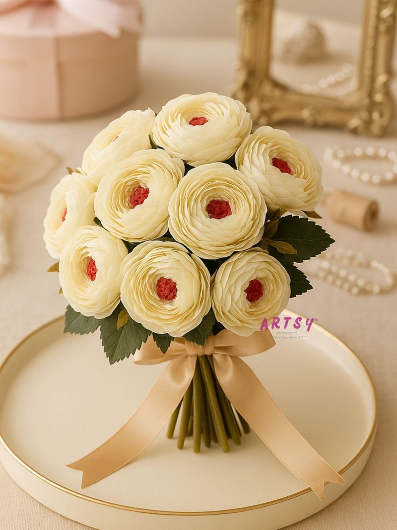 ARTSY® Artificial Flowers for Home Decoration Dry Peony Rose Flower Bunch for Room Decor, Office, for vase, Pot Filler, Gifting, Craft, Without Vase, Combo, Pack of 2 Piece, 6 Branches Each, White - Image 4