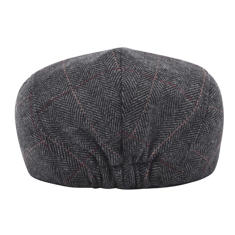 STARANCE Men's Flat Cap Wool Tweed Driving Irish Newsboy Hat (Plaid Gray) - Image 5