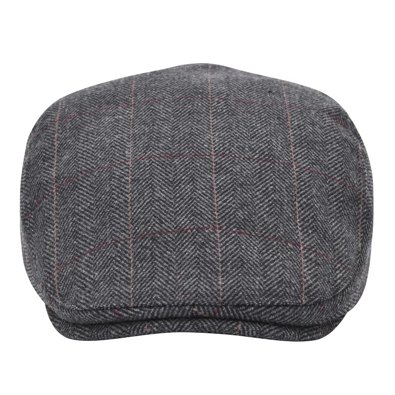 STARANCE Men's Flat Cap Wool Tweed Driving Irish Newsboy Hat (Plaid Gray) - Image 4